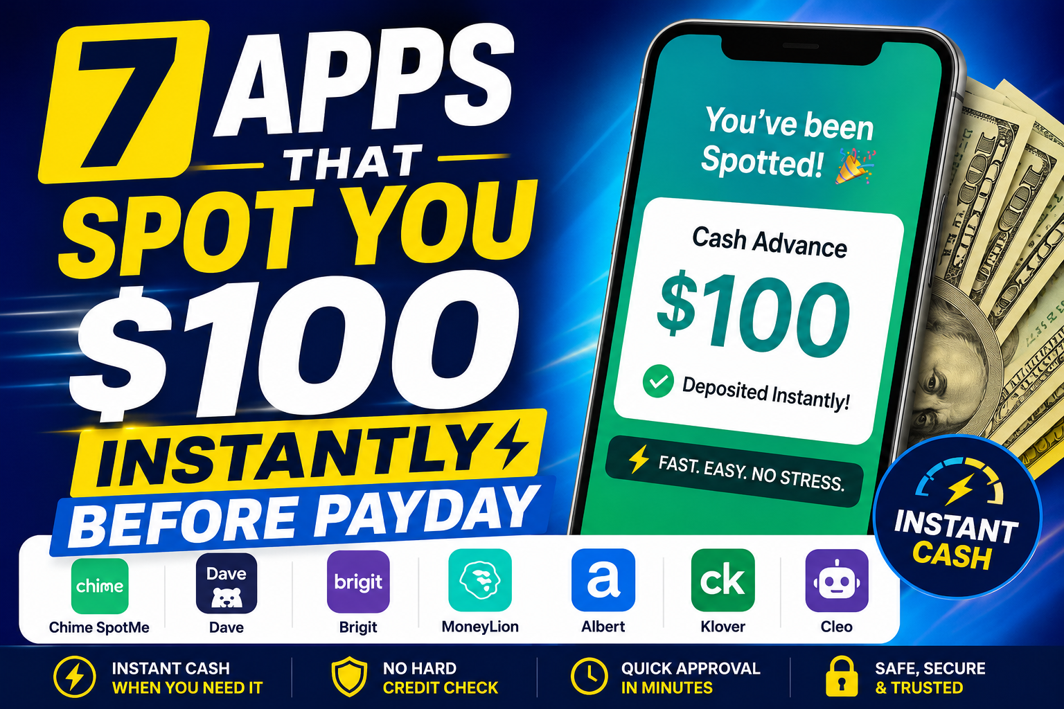 7 Apps That Spot You $100 Instantly Before Payday